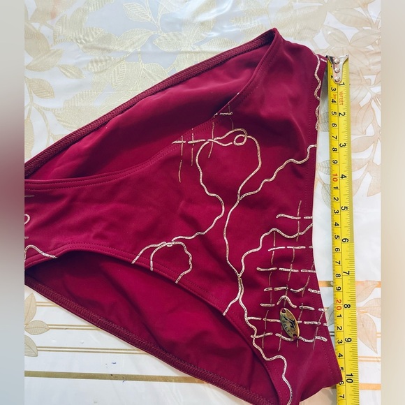 Swimsuit Set/lot Top/ Bottom Swimwear Bikini burgundy/ Gilded Sz Cup C Bottom M - Picture 6 of 9